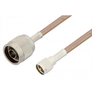 N Male to Mini UHF Male Cable 12 Inch Length Using ET-RG400 Coax, RoHS