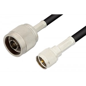 N Male to Mini UHF Male Cable 12 Inch Length Using ET-RG58 Coax, RoHS