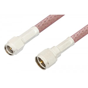 SMA Male to Mini UHF Male Cable 12 Inch Length Using ET-RG142 Coax, RoHS