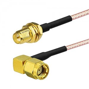 1PCS RP-SMA Female Bulkhead Connector to RP-SMA Male Right Angle 90° Connector with 15cm ET-RG316 Coax Cable