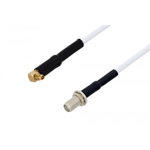 MMCX Plug Right Angle to SMA Female Bulkhead Cable 12 Inch Length Using ET38398 Coax with HeatShrink