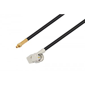 MMCX Plug to SMA Male Right Angle Cable 12 Inch Length Using ET-LMR-100 Coax , LF Solder