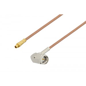 MMCX Plug to SMA Male Right Angle Cable 12 Inch Length Using ET-RG178 Coax , LF Solder