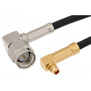 SMA Male Right Angle to MMCX Plug Right Angle Cable 12 Inch Length Using ET-RG174 Coax