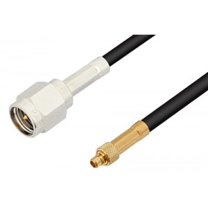 SMA Male to MMCX Plug Cable 12 Inch Length Using ET-RG174 Coax, RoHS