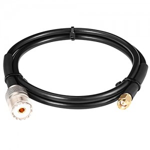 SMA to UHF Cable 3ft SMA Male to PL259/SO239 Female Coaxial Jumper Low Loss ET-RG58 Coax Cable with SMA UHF Connector