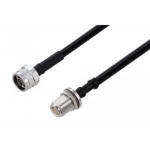 Fire Rated N Male to N Female Bulkhead Low PIM Cable 12 Inch Length Using SPF-250 Coax Using Times Microwave Parts