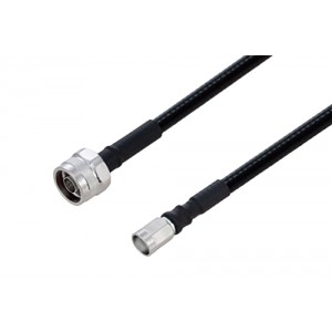 Fire Rated N Male to NEX10 Male Low PIM Cable 12 Inch Length Using SPF-250 Coax Using Times Microwave Parts