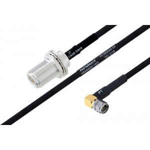 MIL-DTL-17 N Female Bulkhead to SMA Male Right Angle Cable 12 Inch Length Using M17/84-ET-RG223 Coax