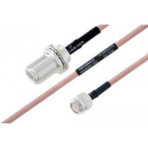 MIL-DTL-17 N Female Bulkhead to TNC Male Cable 12 Inch Length Using M17/60-ET-RG142 Coax