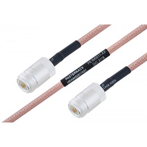 MIL-DTL-17 N Female to N Female Cable 12 Inch Length Using M17/60-ET-RG142 Coax