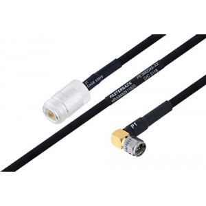 MIL-DTL-17 N Female to SMA Male Right Angle Cable 12 Inch Length Using M17/84-ET-RG223 Coax