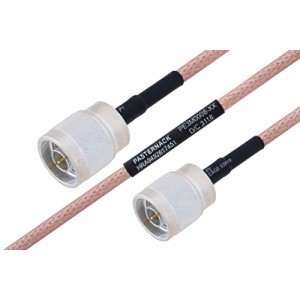 MIL-DTL-17 N Male to N Male Cable 12 Inch Length Using M17/60-ET-RG142 Coax