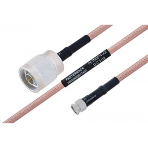 MIL-DTL-17 N Male to SMA Male Cable 12 Inch Length Using M17/60-ET-RG142 Coax