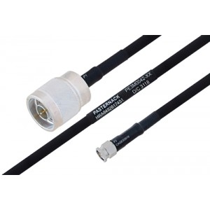 MIL-DTL-17 N Male to SMA Male Cable 12 Inch Length Using M17/84-ET-RG223 Coax