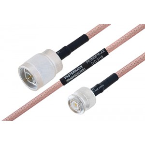 MIL-DTL-17 N Male to TNC Male Cable 12 Inch Length Using M17/60-ET-RG142 Coax