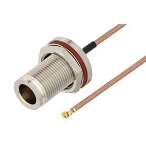 N Female Bulkhead to UMCX 2.5 Plug Cable 6 Inch Length Using ET-RG178-DS Coax, RoHS