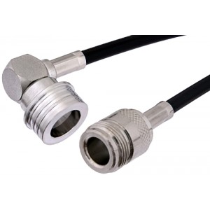 N Female to QN Male Right Angle Cable 12 Inch Length Using ET-C195 Coax