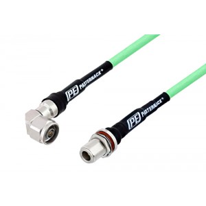 N Male Right Angle to N Female Bulkhead Low Loss Test Cable 12 Inch Length Using ET38354 Coax