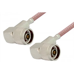 N Male Right Angle to N Male Right Angle Cable 12 Inch Length Using ET-RG142 Coax, RoHS