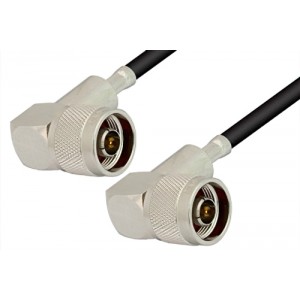 N Male Right Angle to N Male Right Angle Cable 12 Inch Length Using ET-RG223 Coax