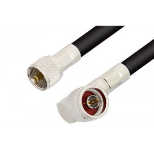 N Male Right Angle to UHF Male Cable 12 Inch Length Using ET-RG214 Coax