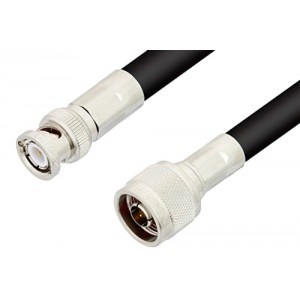 N Male to BNC Male Cable 12 Inch Length Using ET-RG213 Coax, RoHS