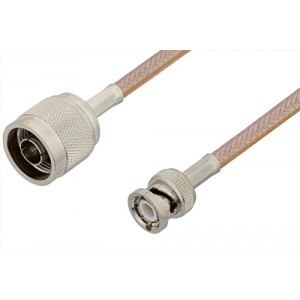 N Male to BNC Male Cable 12 Inch Length Using ET-RG400 Coax