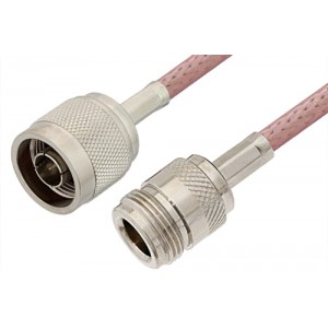 N Male to N Female Cable 12 Inch Length Using ET-RG142 Coax