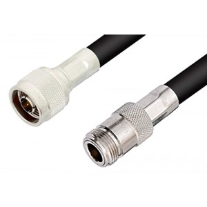 N Male to N Female Cable 12 Inch Length Using ET-RG214 Coax, RoHS