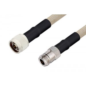 N Male to N Female Cable 12 Inch Length Using ET-RG225 Coax , LF Solder