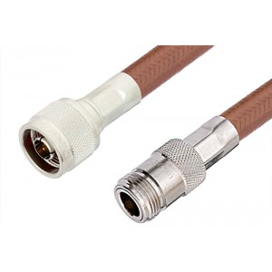 N Male to N Female Cable 12 Inch Length Using ET-RG393 Coax, RoHS