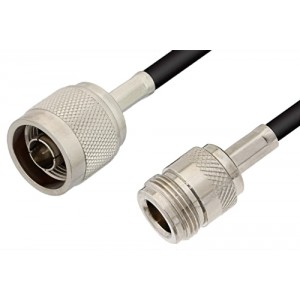 N Male to N Female Cable 12 Inch Length Using ET-RG58 Coax, RoHS