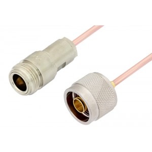 N Male to N Female Cable 6 Inch Length Using ET-RG405 Coax, RoHS