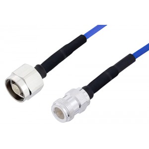 N Male to N Female LSZH Jacketed Low PIM Cable 100 cm Length Using SR402FLJ Low PIM Coax with HeatShrink, RoHS