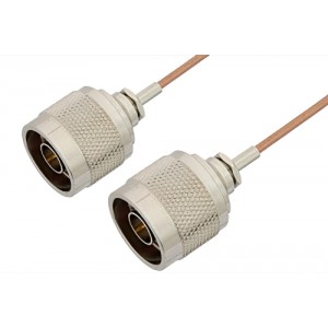 N Male to N Male Cable 12 Inch Length Using ET-RG178 Coax, RoHS