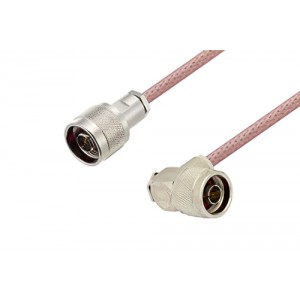 N Male to N Male Right Angle Cable 12 Inch Length Using ET-RG142 Coax