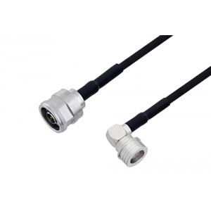 N Male to QN Male Right Angle Cable 12 Inch Length Using ET-RG223 Coax with HeatShrink, LF Solder