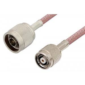 N Male to Reverse Polarity TNC Male Cable 12 Inch Length Using ET-RG142 Coax