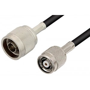 N Male to Reverse Polarity TNC Male Cable 12 Inch Length Using ET-RG58 Coax, RoHS