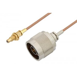 N Male to SSMC Jack Bulkhead Cable 6 Inch Length Using ET-RG178 Coax