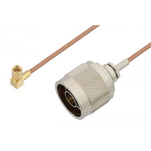 N Male to SSMC Plug Right Angle Cable 6 Inch Length Using ET-RG178 Coax