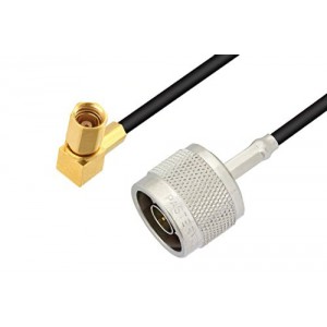 N Male to SSMC Plug Right Angle Low Loss Cable 6 Inch Length Using ET-LMR-100 Coax