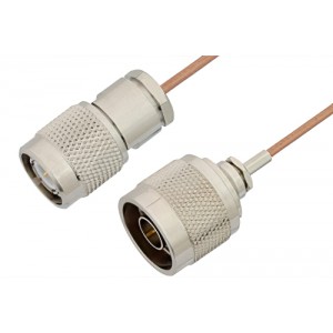 N Male to TNC Male Cable 12 Inch Length Using ET-RG178 Coax, RoHS