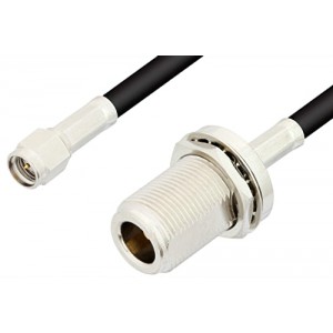 SMA Male to N Female Bulkhead Cable 6 Inch Length Using ET-RG58 Coax, RoHS