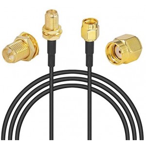 WiFi Antenna Extension Cable 6ft ET-RG174 RP-SMA Male to RP-SMA Female RF Coaxial Cable Low Loss Gold Plated Pigtail