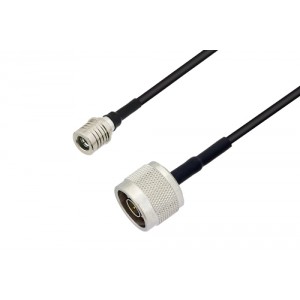 QMA Male to N Male Cable 12 Inch Length Using ET-LMR-100 Coax with HeatShrink, LF Solder