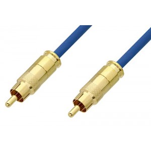 75 Ohm RCA Male to 75 Ohm RCA Male Cable 12 Inch Length Using 75 Ohm ET38348 Blue Coax