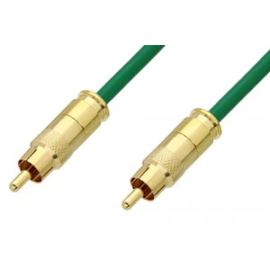 75 Ohm RCA Male to 75 Ohm RCA Male Cable 12 Inch Length Using 75 Ohm ET38347 Green Coax