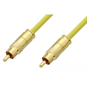 75 Ohm RCA Male to 75 Ohm RCA Male Cable 12 Inch Length Using 75 Ohm ET38344 Yellow Coax